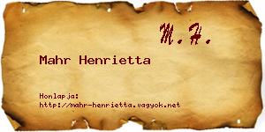 Mahr Henrietta névjegykártya